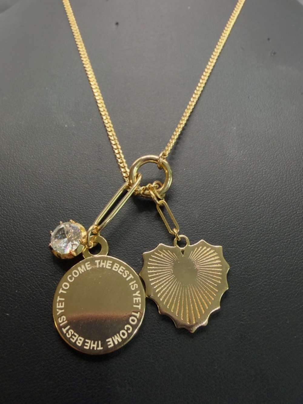 ANTHROPOLOGIE SEREFINA GOLD TONE CHARM NECKLACE INCLUDES 3 CHARMS - Picture 6 of 9
